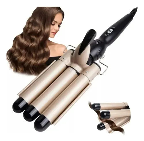 Rizador Triple Waver – Ondas de sirena dorado
