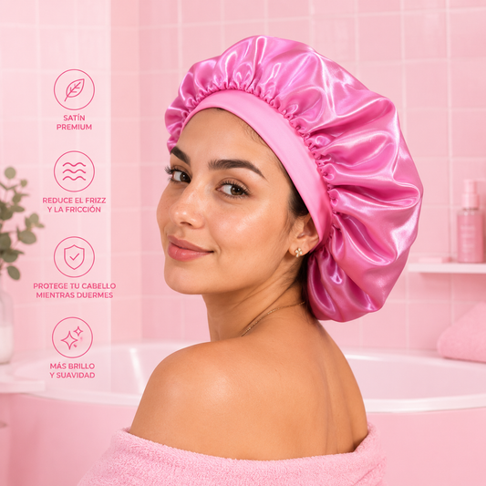 Gorro de satín rosa