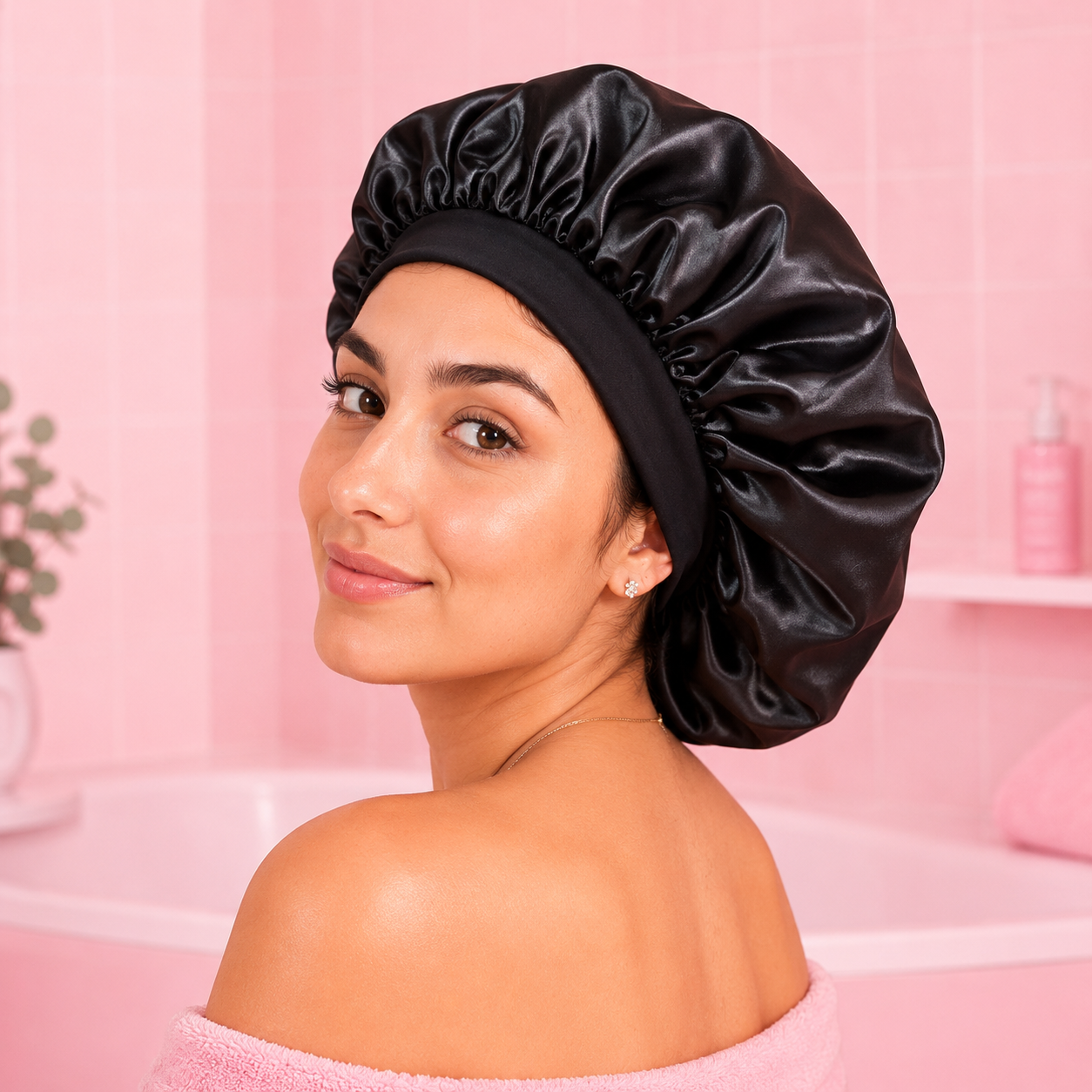 Gorro de satín negro