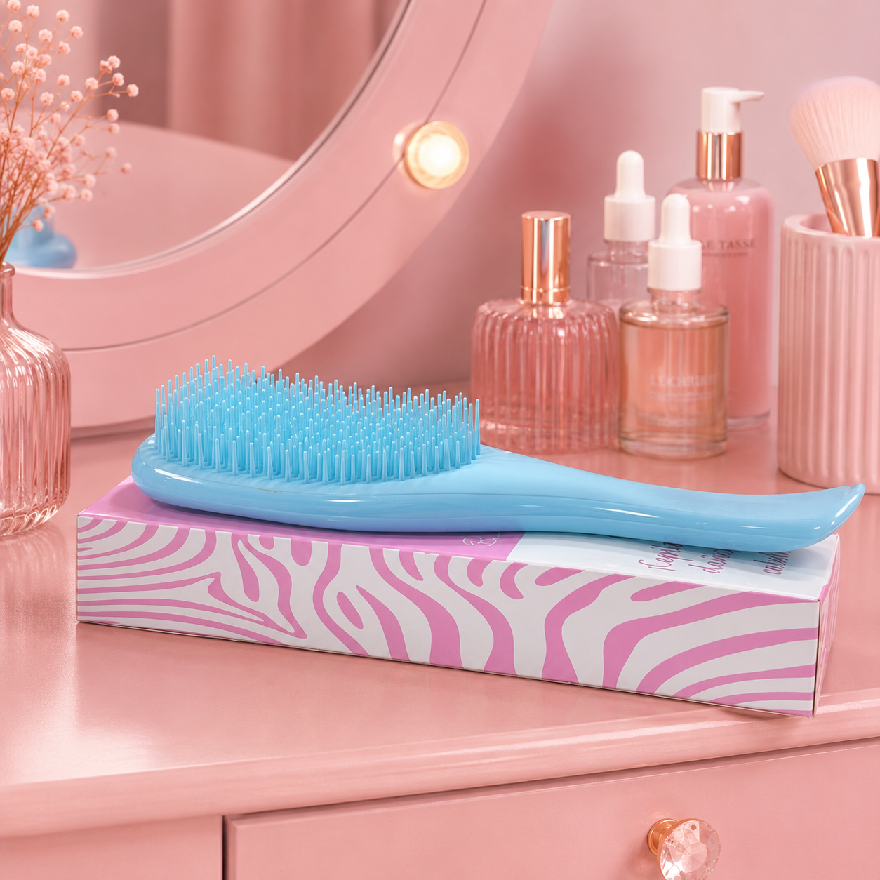 Cepillo antifrizz celeste